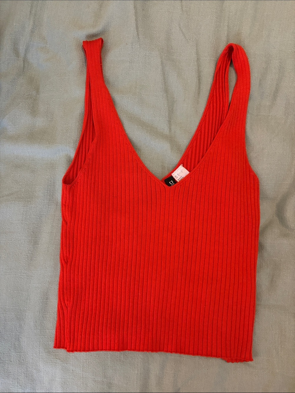 Divided Red Ribbed Tank Top